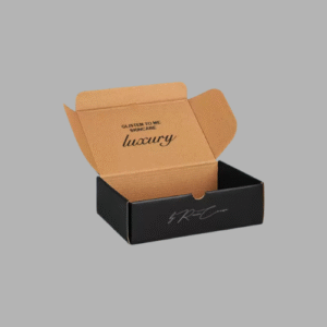 black mailer boxes with logo printing on inside top lid