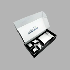 Black color boxes with custom shaped die cut inserts